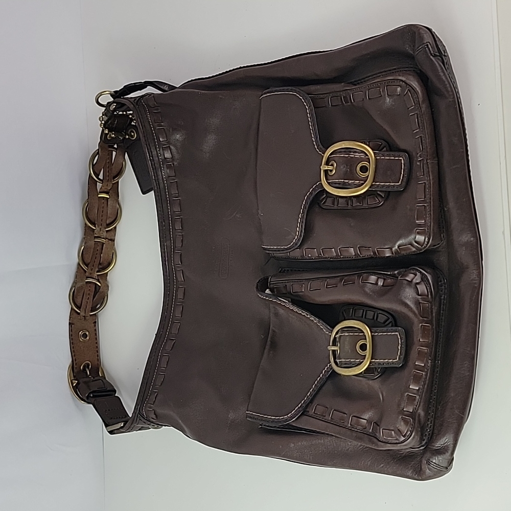 Coach Brown Shoulder Bag with Gold Accents